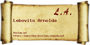 Lebovits Arnolda névjegykártya
